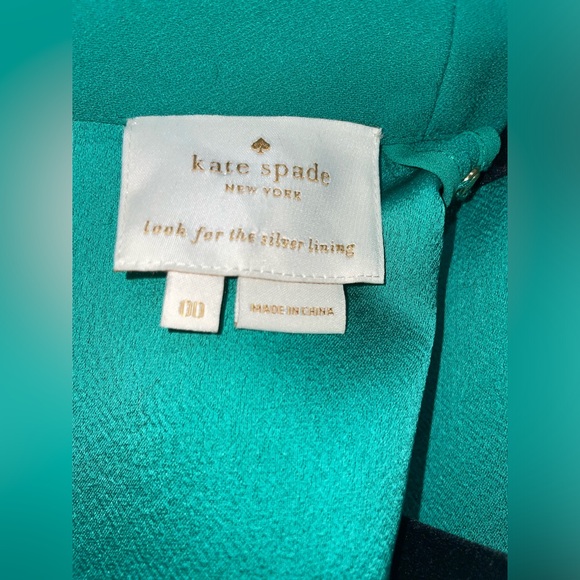 Kate Spade Emerald Green Satin Crepe Flutter Sleeve Shift Dress Size 00 XS $398 - Picture 8 of 15